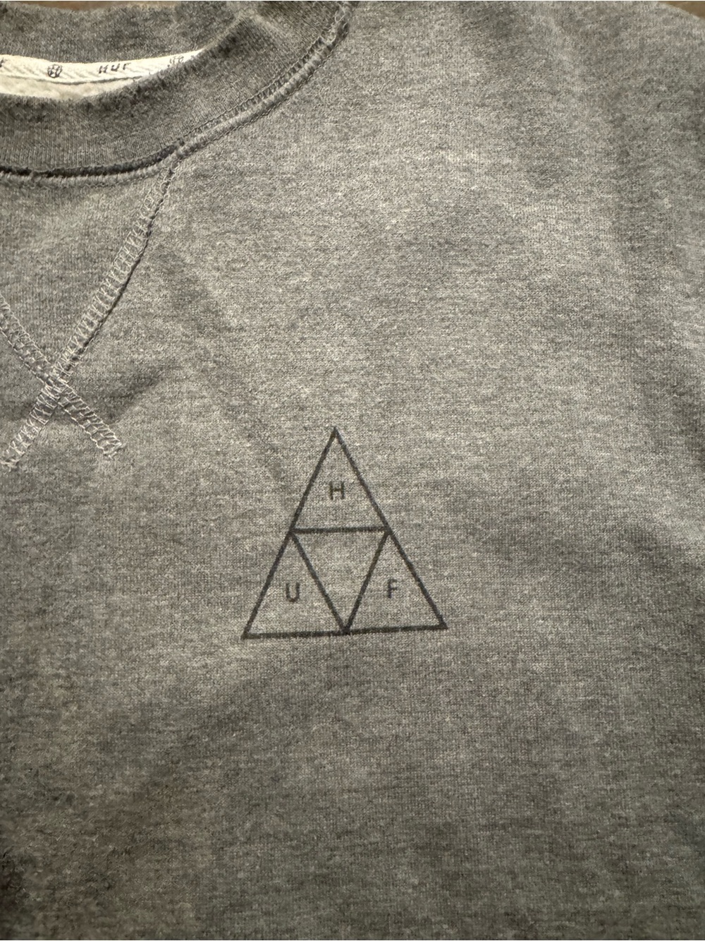 HUF Gray Crewneck Sweatshirt with Triangle Logo
